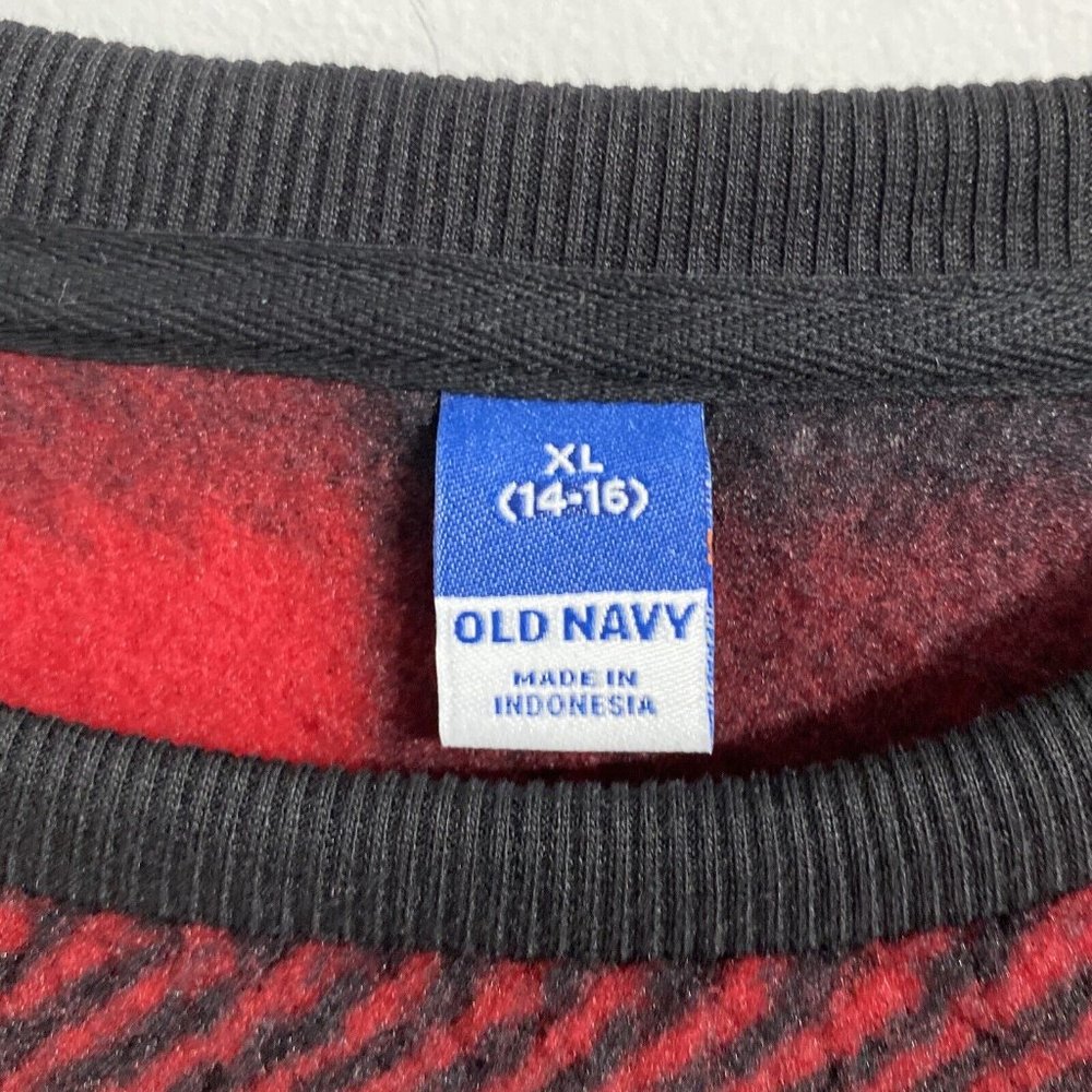 Old Navy Sherpa Shirt Girl's XL 14-16 Red Black Buffalo Plaid Fleece NEW - Picture 4 of 4